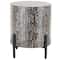 22.25" Multicolor Mother of Pearl Shell Geometric Handmade Inlay Accent Table with Black Legs